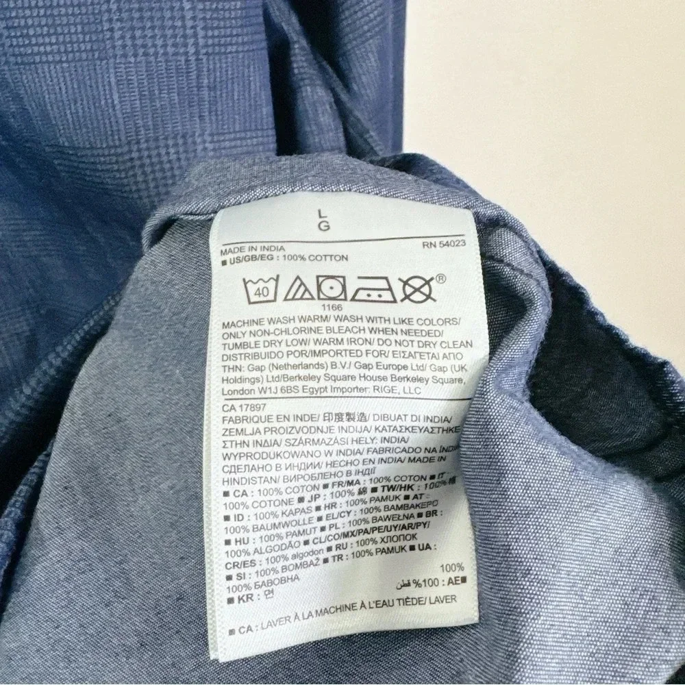Banana Republic Plaid Denim Chambray Slim Fit Button Shirt